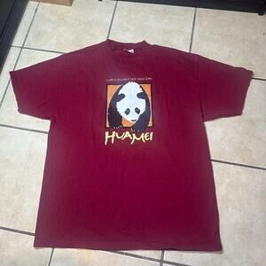 Vintage 90s San Diego Zoo Huamei Panda Red Graphic Tee Mens Size XL Hanes Tag